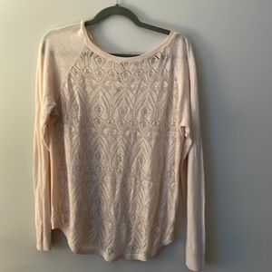 Pretty lacy pink Lauren Conrad sweater long sleeve size XL
